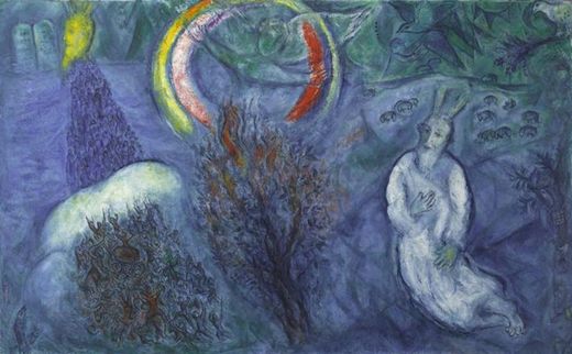 Moïse devant le buisson ardent, par Marc Chagall